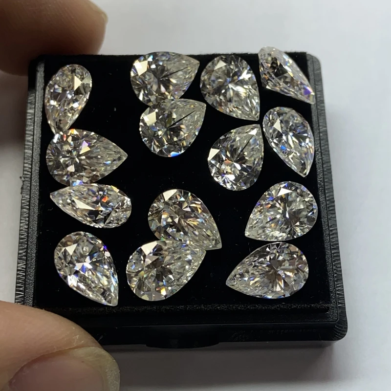 Wholesale GRA Certificate D VVS Pear cut 7x10mm 2 carat loose moissanite diamond stone for ring making