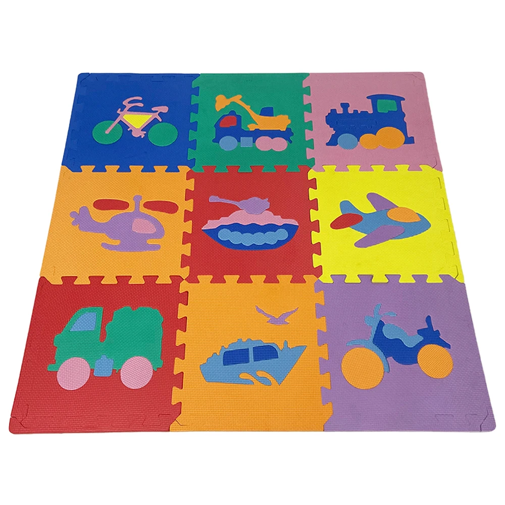 Non Toxic Durable Anti Slip EVA Foam Puzzle Floor Colorful Kids Baby Children Puzzle Exercise Play Mat with 9 Patterns