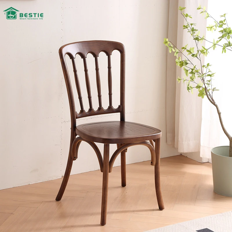 High Quality Stackable Wooden Wedding Banquet Chair Solid Wood Dining Chairs For Events Outdoor chair