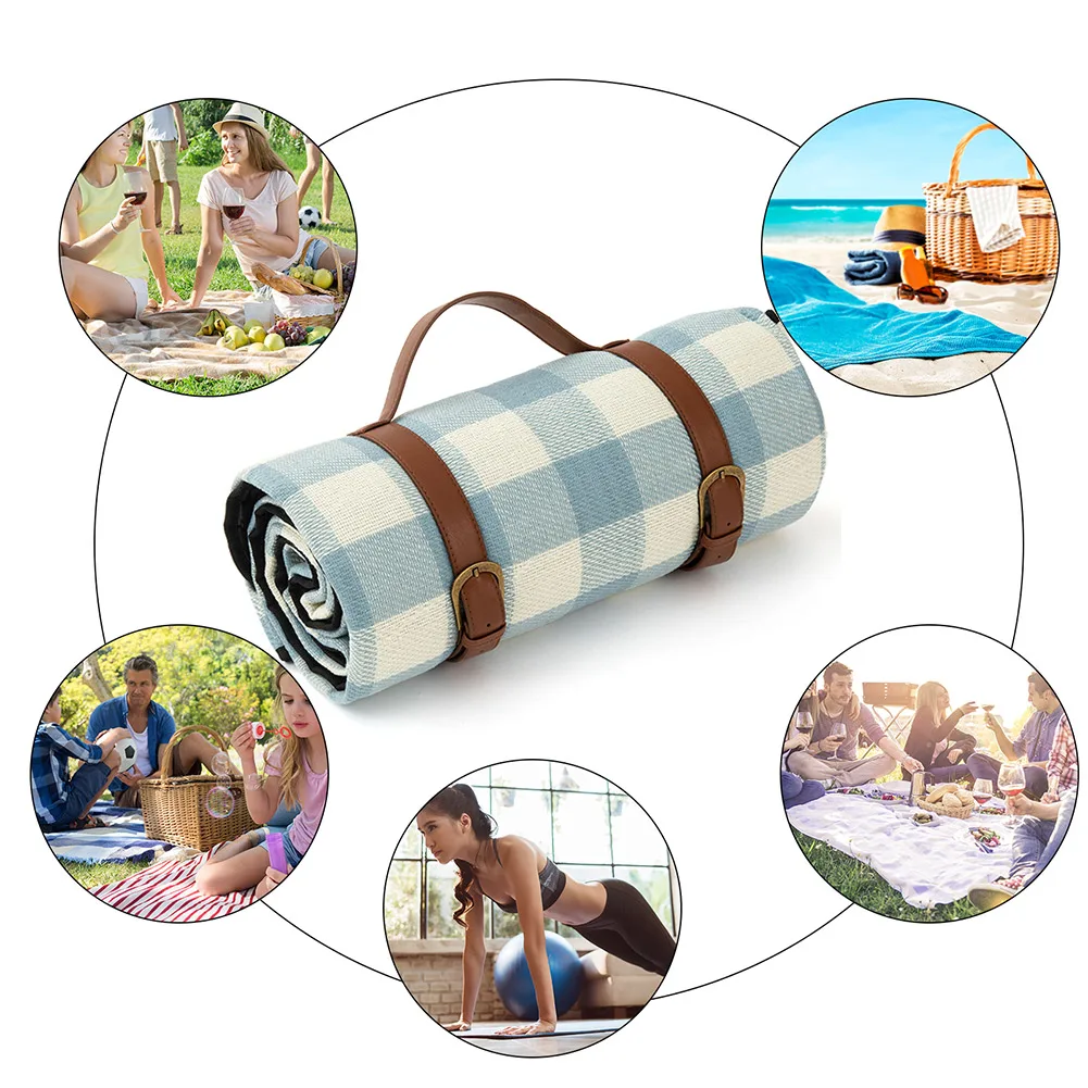 Waterproof Moisture-proof Beach Mat Leather Bandage Picnic Blankets Camping Moisture-proof Mat for Outdoor