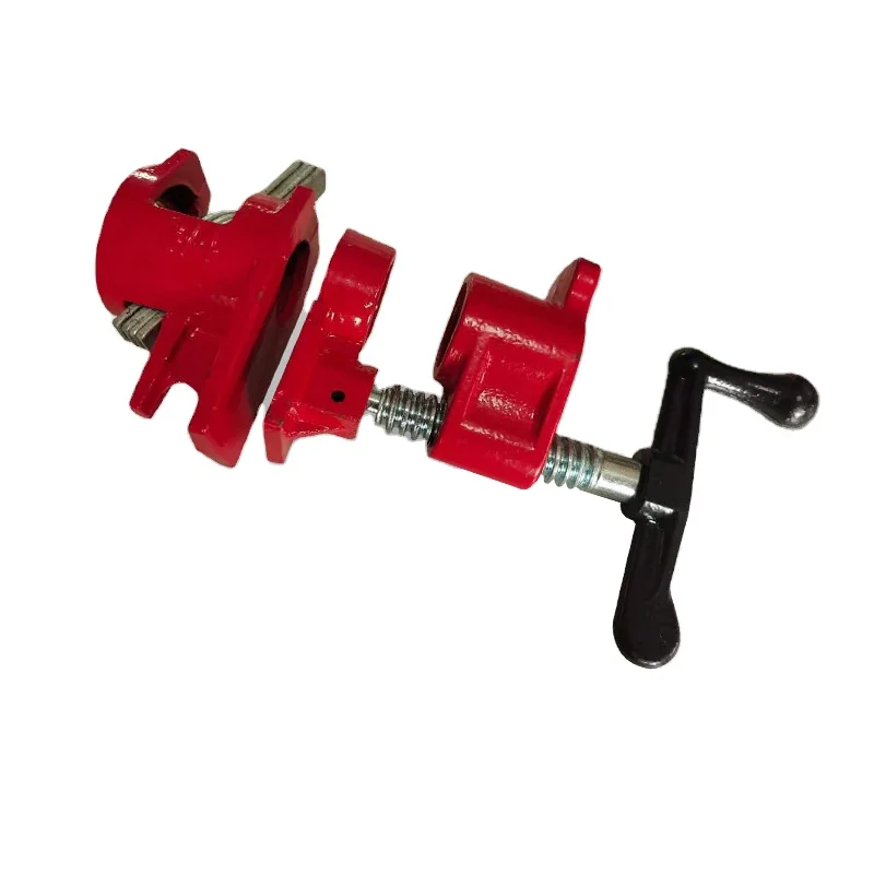 Heavy Type Hand Crank Handle Nickel Plating Steel Red Pipe Clamp For Woodworking Wood Gluing