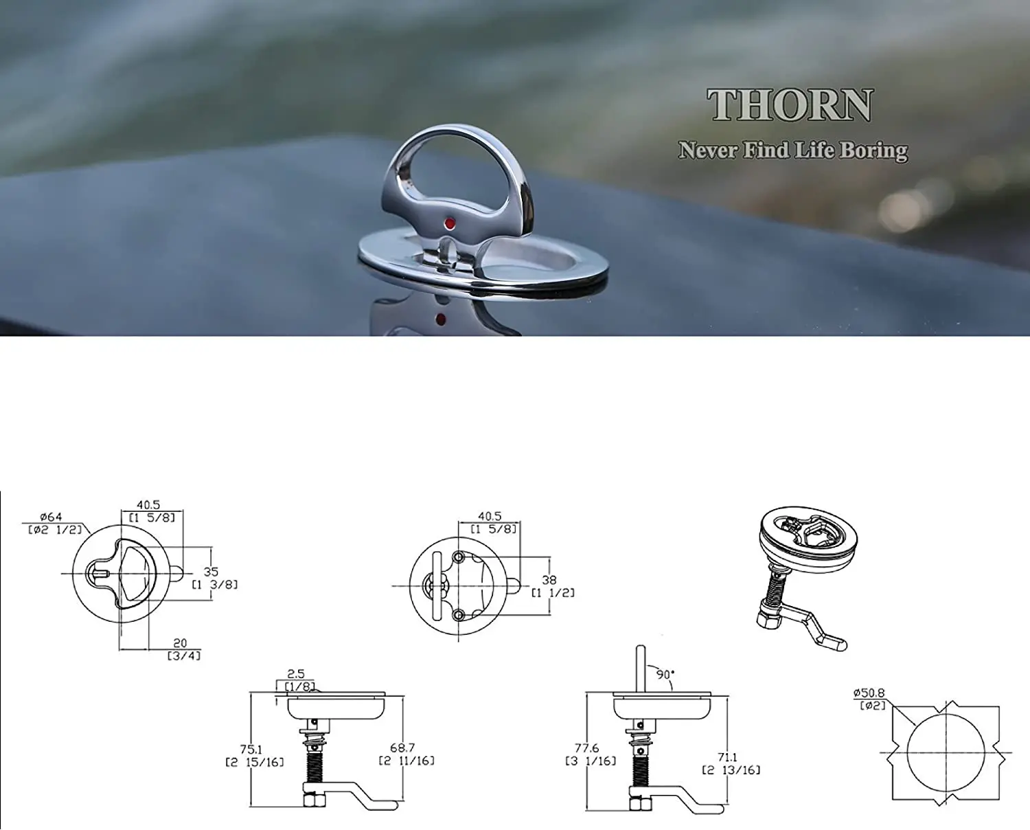 Boat Compartment Cam Latch Adjustable Kayaks Door Locks Sailboat Fasteners Universal Hardware Marine Hatch Pull with Back Plate