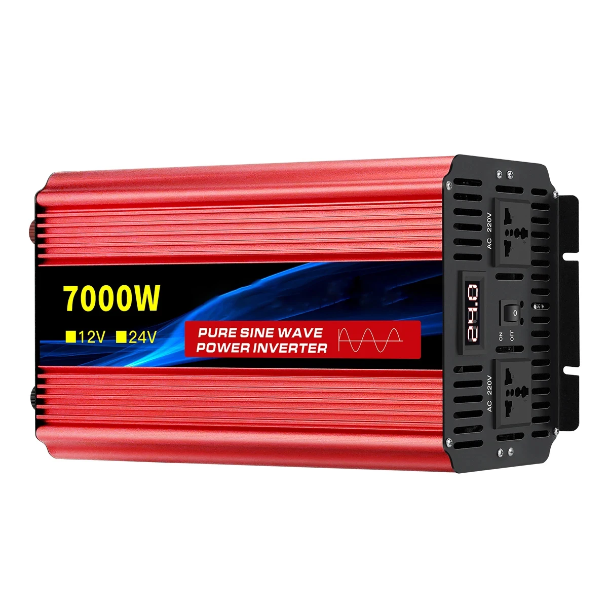 Inverter Pure Sine Wave DC12V/24V To AC 220V Voltage 7000W/8000W 50/60HZ Power Converter Solar Car Transformer With LED Display