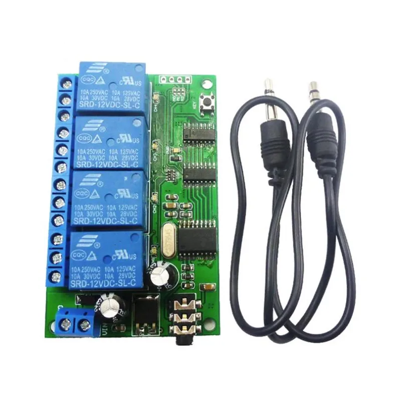 4-канальный реле AD22B04 MT8870 DTMF тональный сигнал декодер пульт дистанционного управления релейный модуль 12 В DC для умного дома PLC с кабелем 3,5 мм