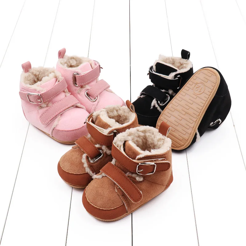 Hot sale suede leather plush winter baby toddler boots boys girls baby walking shoes