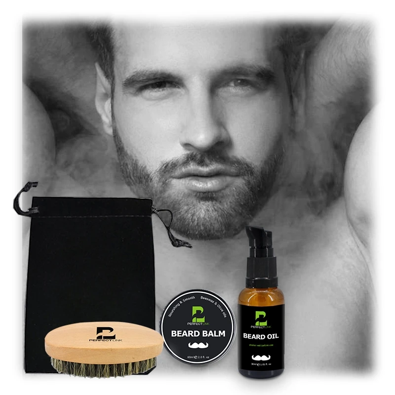 Professional 6pcs Hair Beard Care oil Grooming Balm Set Organic Beard Grooming Trimming Care Kit For Men