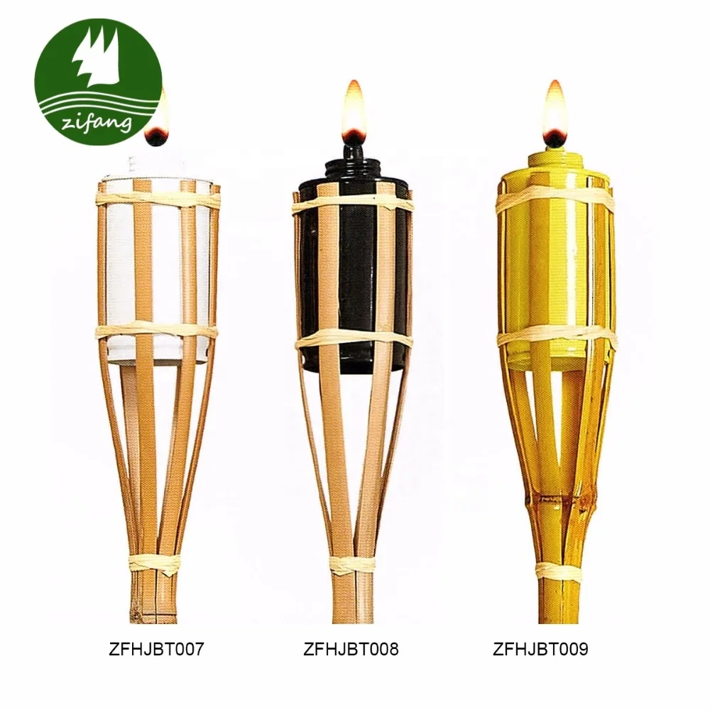 Cheap wholesale excellent craftsmanship handmade bamboo torches for outdoor decoration color torch