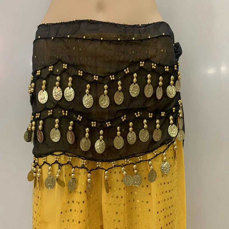 Q31055 Latin Samba Dance Belly Dance Skirt Hip With Dangling Gold Coins Belly Dancer Costumes for Women Girls