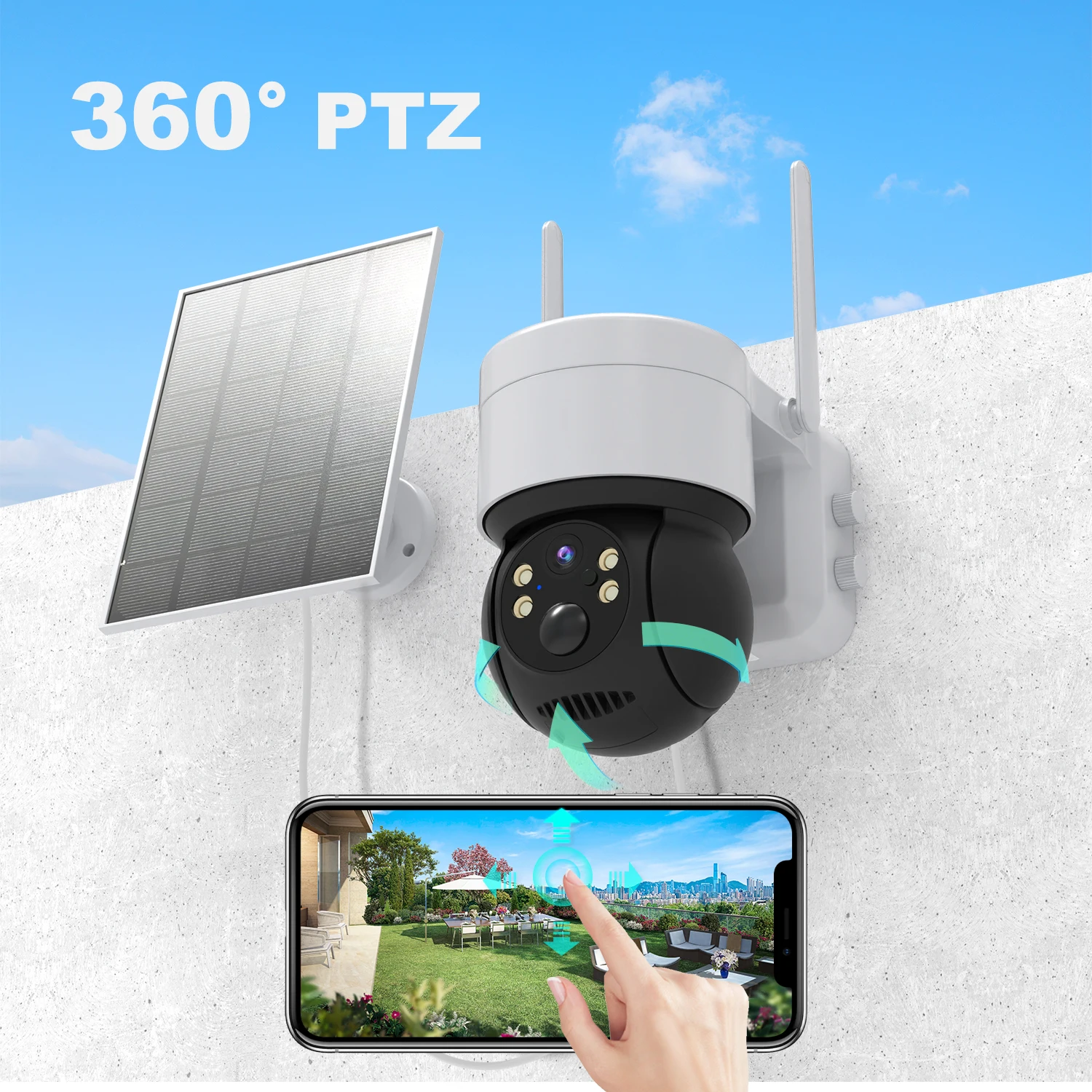 7800mA Rechargeable Battery Wireless IP CCTV,  Wifi Dome Network Camera With Solar Panel,  Outdoor Security Solar Camera