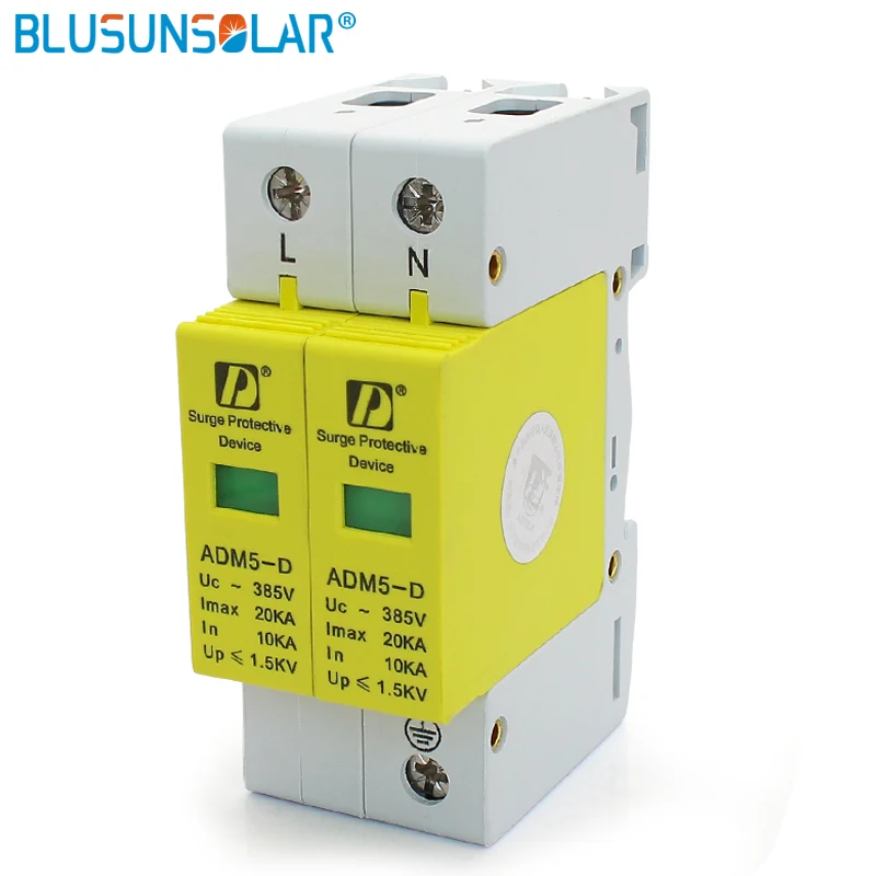 Surge Protection Device Standard 35mm DIN Rail 2P 20KA  385V AC Household Low-Voltage Anti-lightning SPD Surge Arrester
