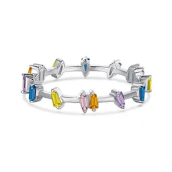 Dylam Real 925 Sterling Silver Jewelry Cute Stacking Adjustable 18k Gold Plated Rainbow Promise Zircon Cz Rings For Women Girls