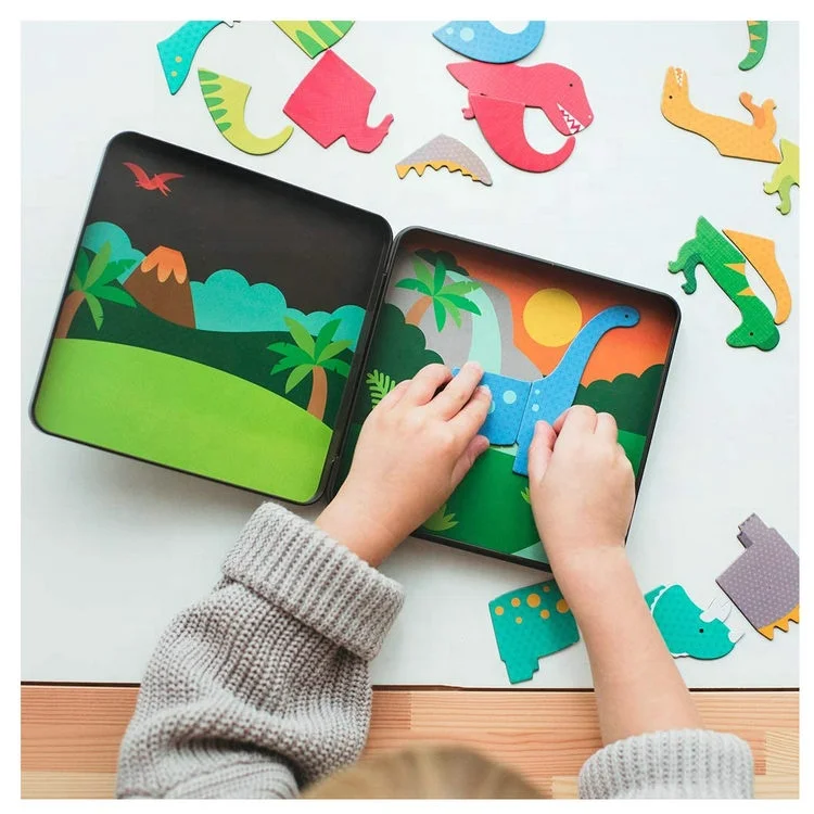 On-The-Go Magnetic Play Scene, Dinosaur Kingdom Mix & Match Magnetic Game Board Ideal Travel Activity for Kids