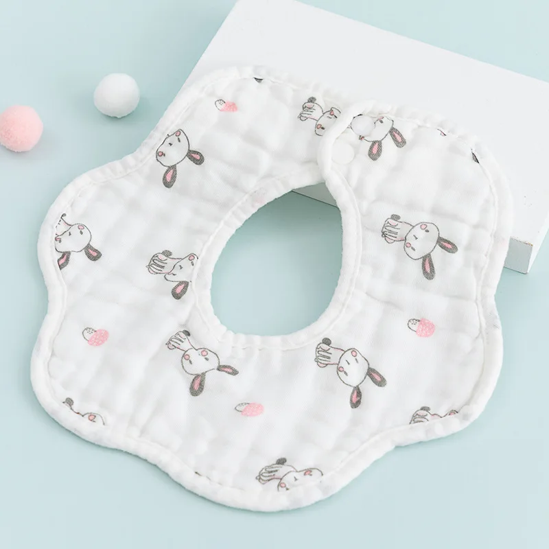 
Super Absorbent Hypoallergenic 6 Layers 100% Cotton Fancy 360 Degree Flower Shape Muslin Pullover Baby Bandana Drool Bibs 