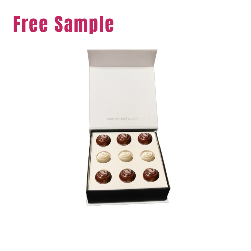 Best Custom Logo Truffle Bonbon Candy Covered Strawberry Rigid Black Chocolate Box Magnetic Packaging Gifts Boxes With Inserts