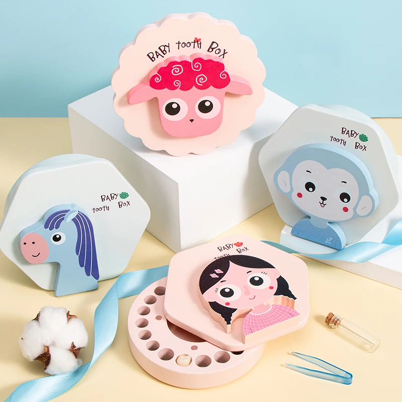 New customized wooden three-layer milk tooth box for infants