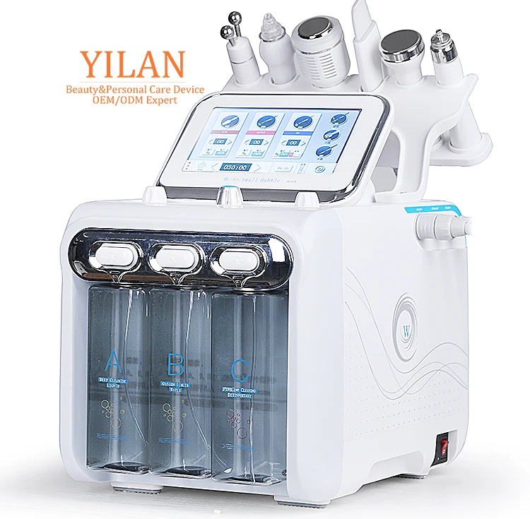 Salons Best 6 in 1 Face Beauty Equipment Skin Care Hydrogen Water Oxygen Peel Hydro Facial Microdermabrasion Machine
