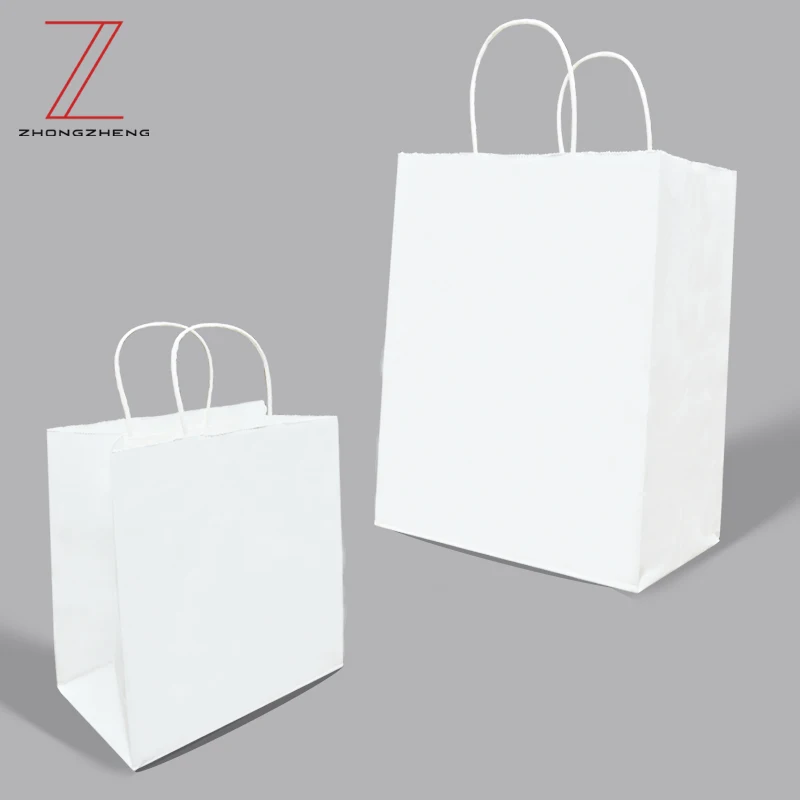Cheap wide handle white custom kraft paper bag environmental friendly shopping paper bag Gift paper bag recyclable