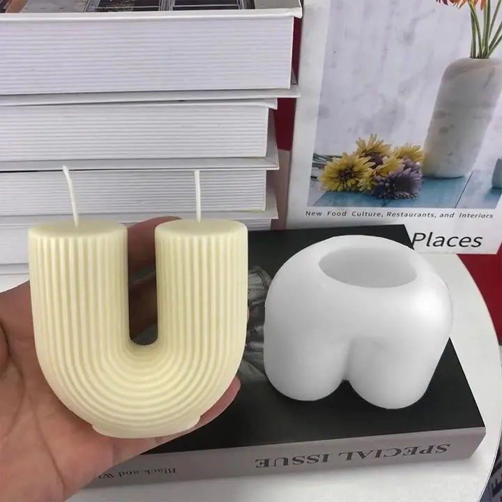 U Shape Resin Molds for Aromatherapy Candles DIY Casting Epoxy Mold for Soap,Candle, Chocolate, Plaster or Art Festive Crafts