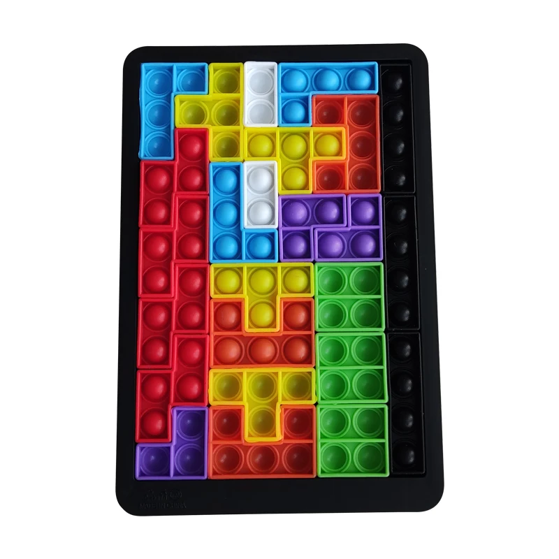 Factory Wholesale Kids Funny Decompression Sensory Silicone Pop Push Bubble Block Stress Relief Puzzle Game Squeeze Fidget Toy