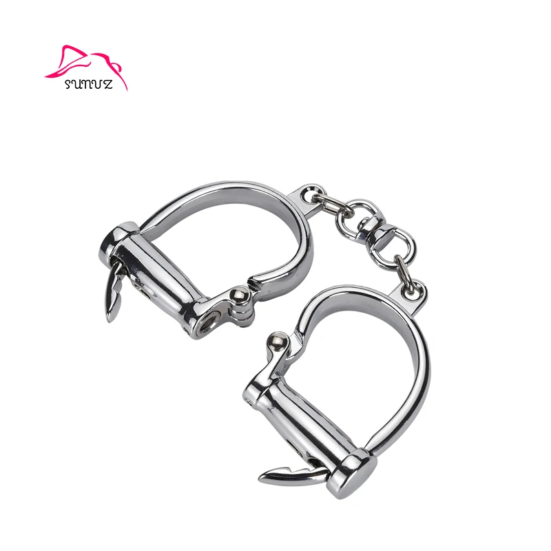 2021 Perfect Collocation Titanium Chastity Bondage Kit Including Silver Wrist Cuffs Stainless Steel Cuff Bracelet for Adult