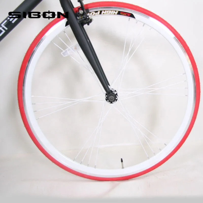 SIBON B0220104 700c aluminium alloy frame fixed rubber tire aluminium pedal fixed gear bike 700c with bull head handlebar