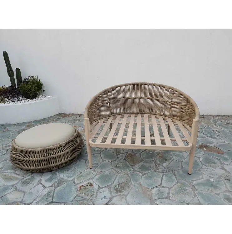 Waterproof Material Aluminum Frame PE Rope Sofa Chair Leisure Round Bed Patio Garden Sets Outdoor Furniture