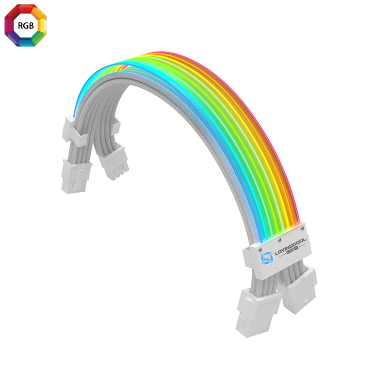 2023 OEM PSU RGB Cables 2*8(6+2)Pin ARGB GPU Power Supply Cable Full White Strimer Extension Cable Kit 5V 3Pin Synchronized