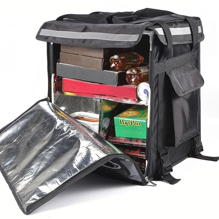 Calach Custom Tarpaulin Waterproof Large Pizza Hot Insulation Thermal Extra Big Food Delivery Bags Backpack With Backlight
