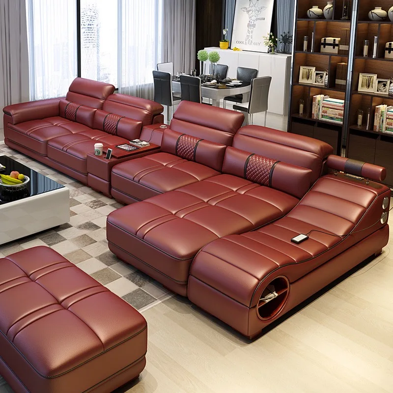 
Modern design couch living room furniture sofa sectional with integrated massage chair with speakers 