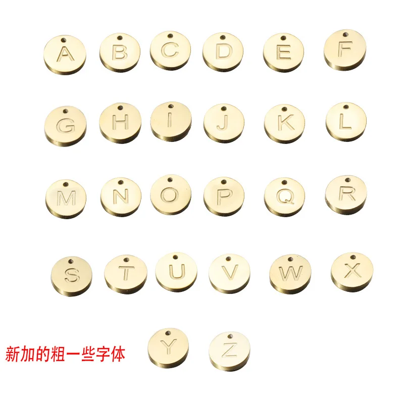 In stock High quality wholesale simple custom engrave stainless steel round letter tag charm pending jewelry