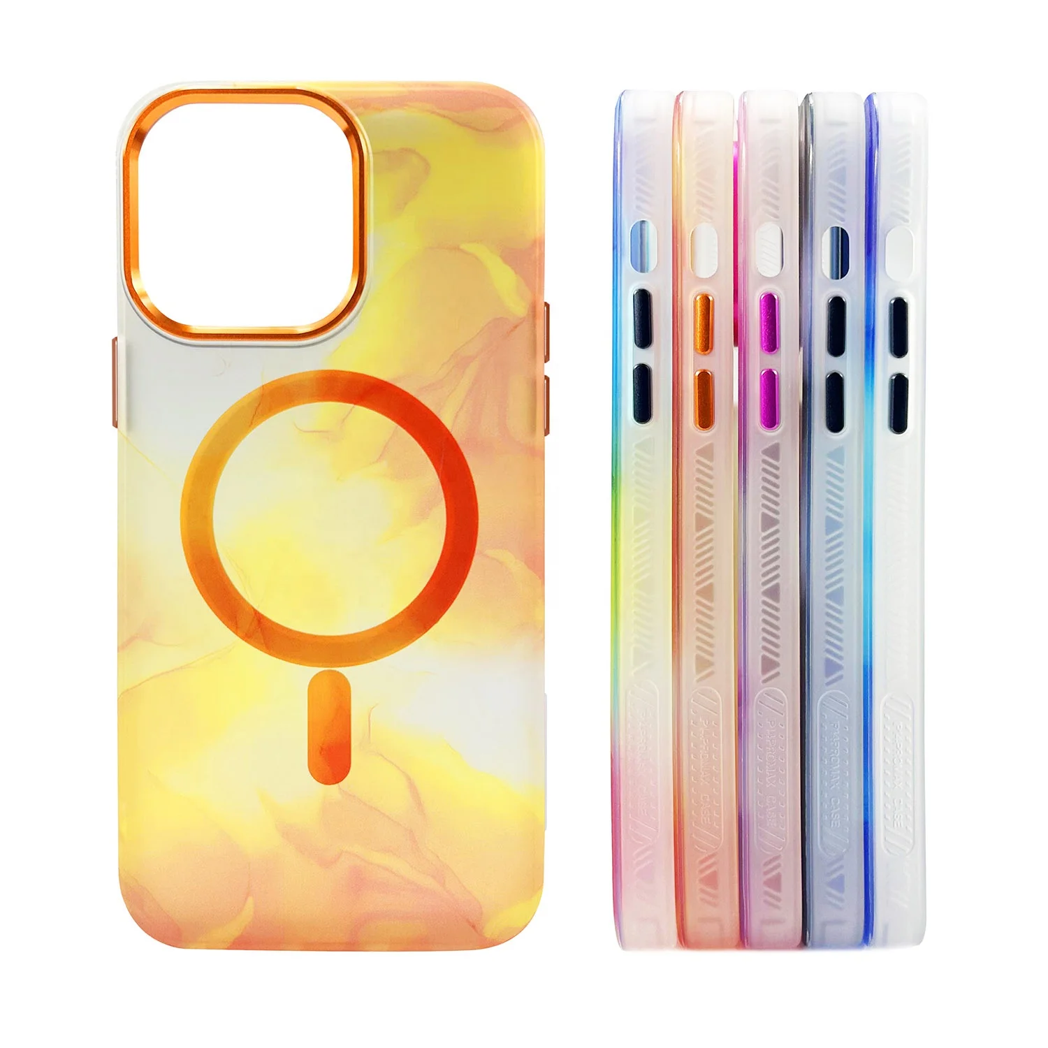 WOWCASE For Magsafe Wireless Charging Multicolor IMD IML Frosted Phone Case For iPhone 14 Plus Pro Max Shockproof Hard PC Back