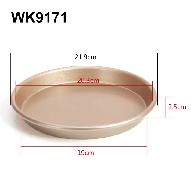 champagne gold 6 Inch Non-stick Round Bakeware Pizza Pan carbon Steel Kitchen Baking Tray