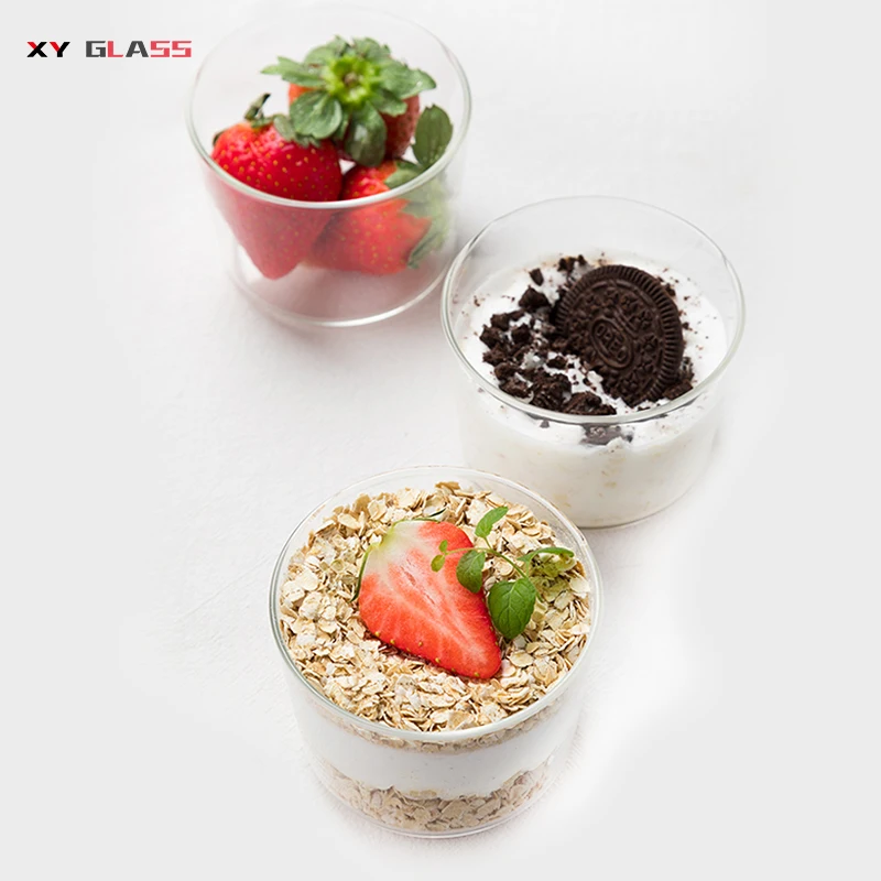 simple design classical clear borosilicate glass serving dessert matcha bowl