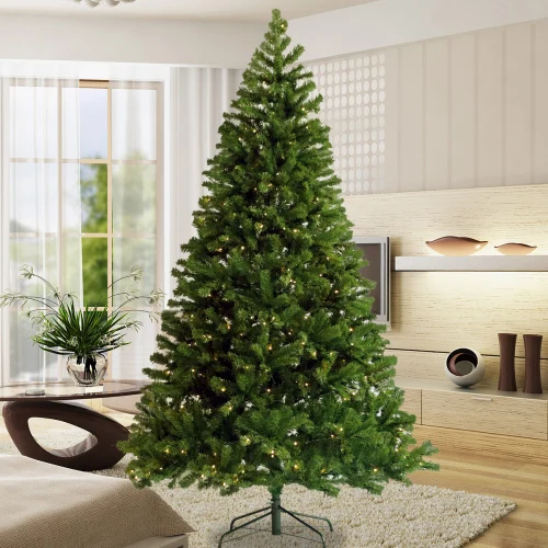 
Free Shipping Big Christmas Tree 7.5ft Artificial Hinged Xmas Tree with1420 Tips and 400 Led Light Foldable Stand Xmas Tree Sale 