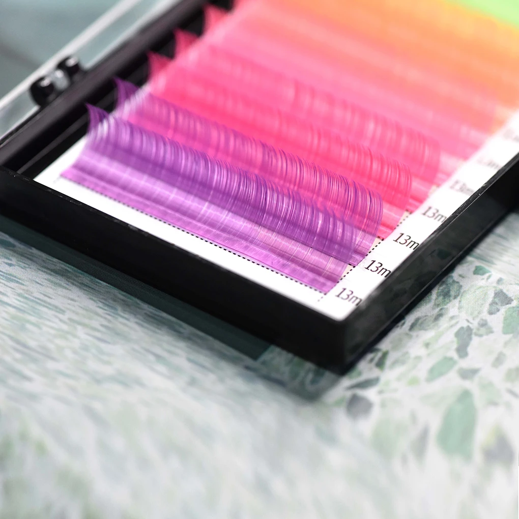 LashPlus Individual Eyelashes neon lash trays d curl mink eyelash extensions silk color lashes glow