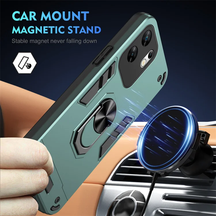 Armor Camera Protection Phone Case Magnetic Car Mount Ring Holder Cover For ZTE Blade A55 A35 A54 Axon 60 Lite
