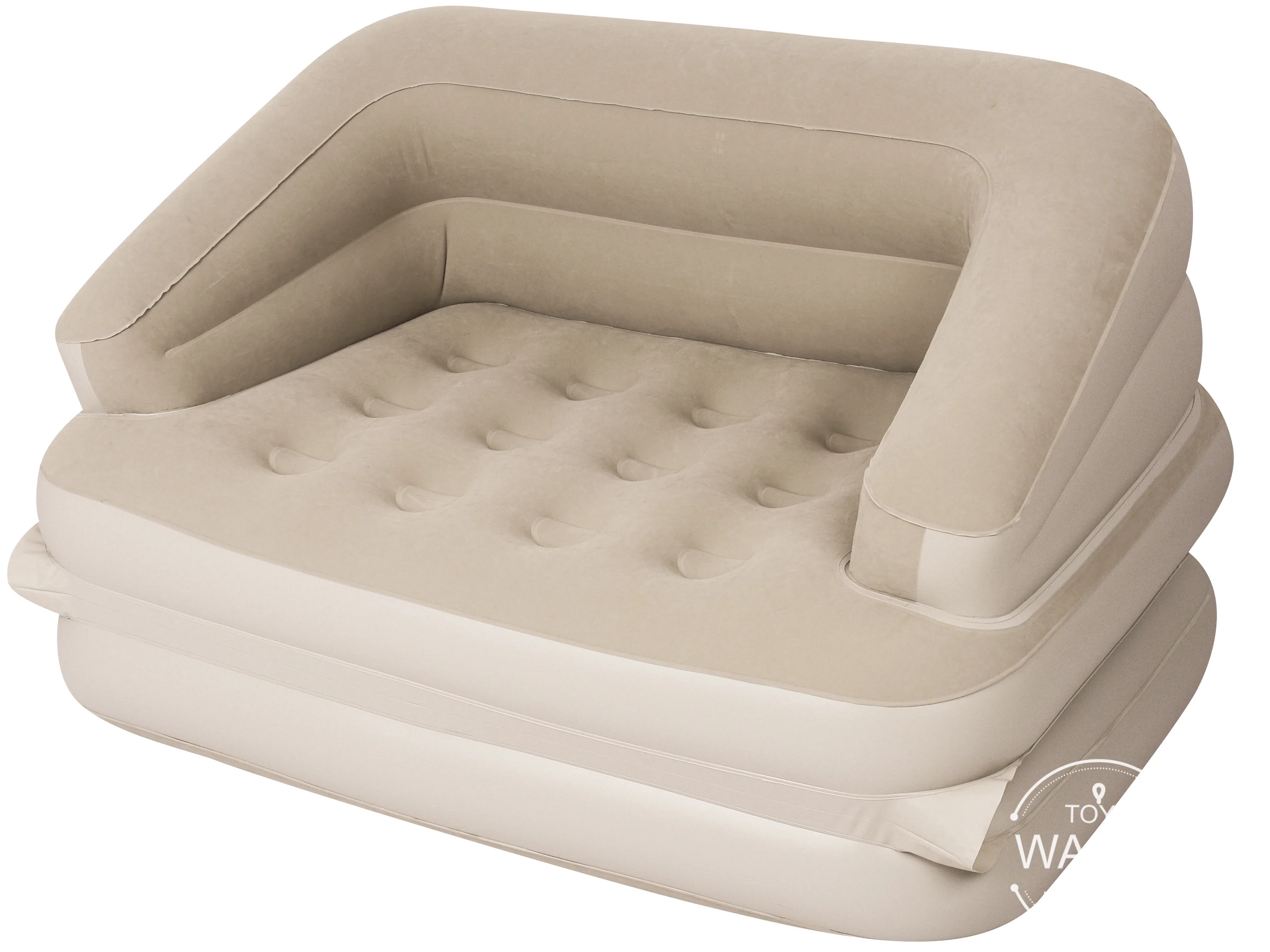 flocked top King size inflatable air matress with built in pump for Living room Bedroom