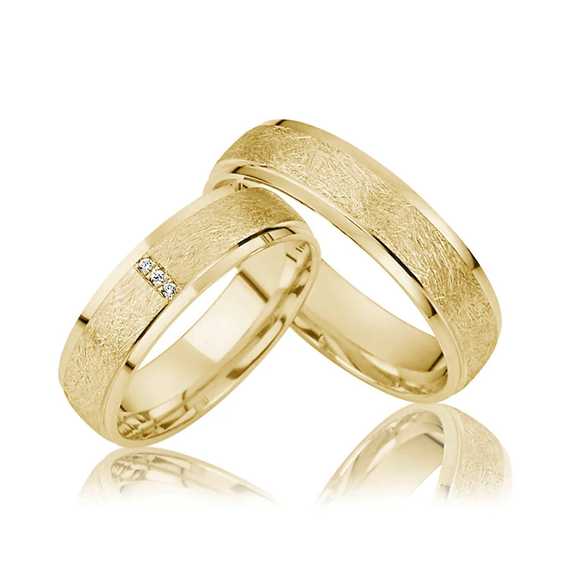 gold plated stainless steel wedding ring fake diamond engagement ring for men and women