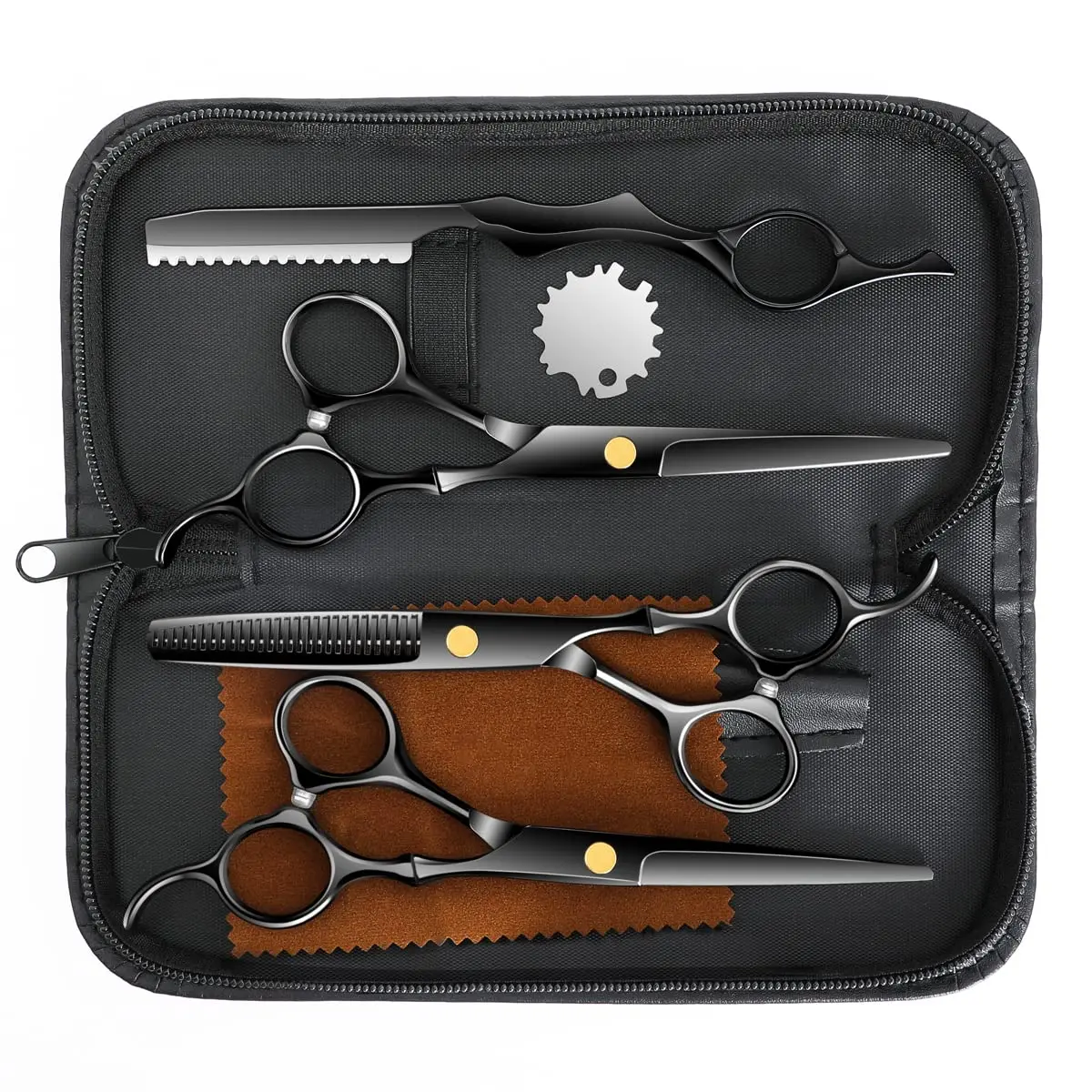 Custom Logo Professional Hair Cutting Scissors Sets Stainless Steel Barber Salon Thinning Scissors Straight Shears Tools