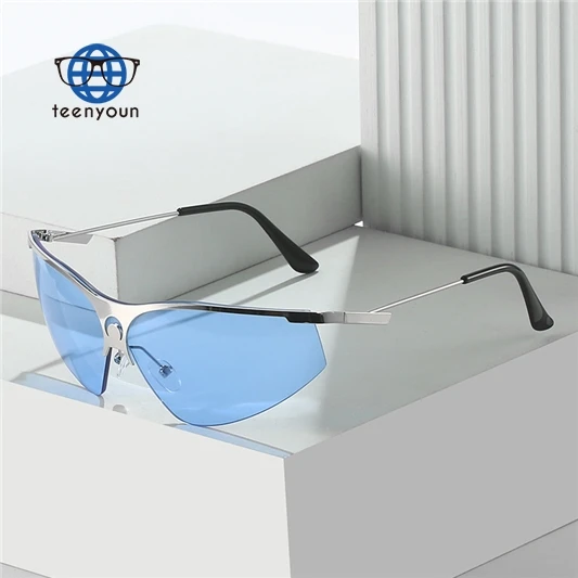 Teenyoun Y2k Glasses Metal Half Frame For Men Designer Uv400 Shades Women Men Sport Cycling Classy Sunglasses Wholesale