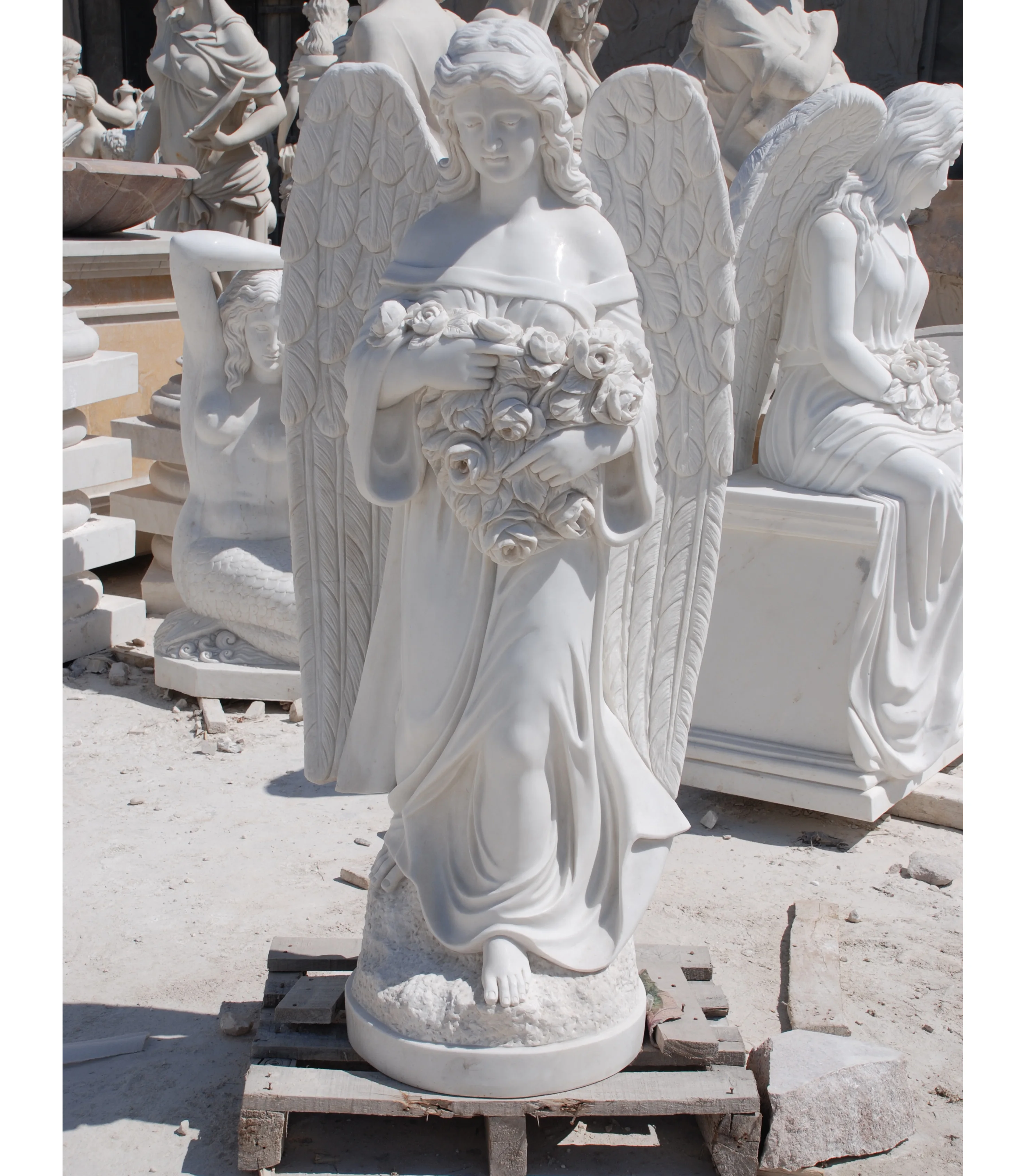 Outdoor Decoration Angle Monument Angel Marble Sculpture Statue