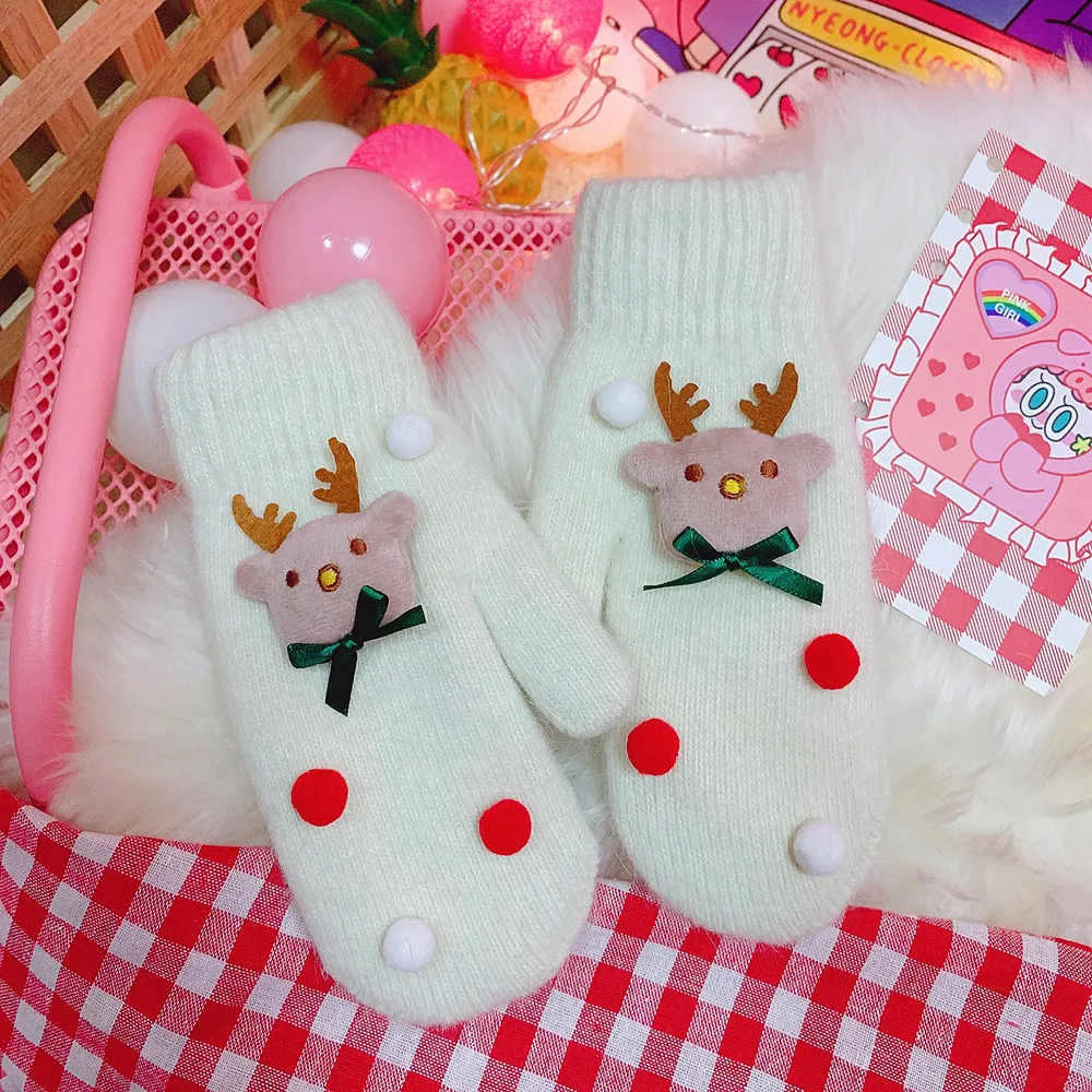
Plush Christmas mittens with cute Santa Mittens winter 