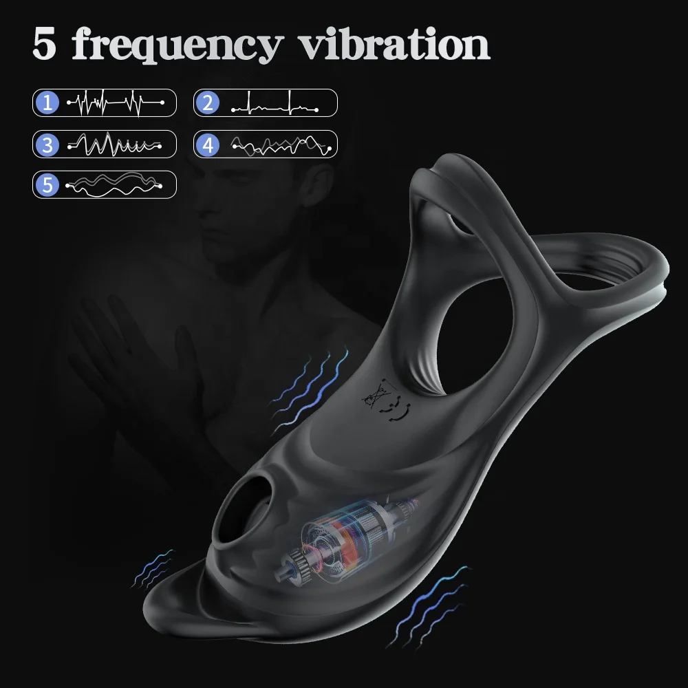 Silicone Rechargeable Sucking Penis Enlargement Vibrating ejaculation Cock Rings for men