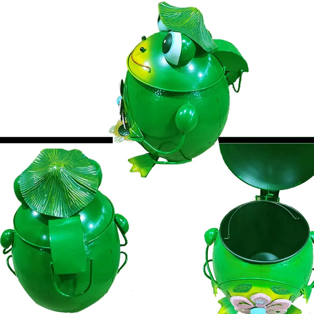 Wholesale Creative Cute Animal Metal Trash Can Foot Pedal Waste Bin for Outdoor Storage for Garden Decoration Iron Material