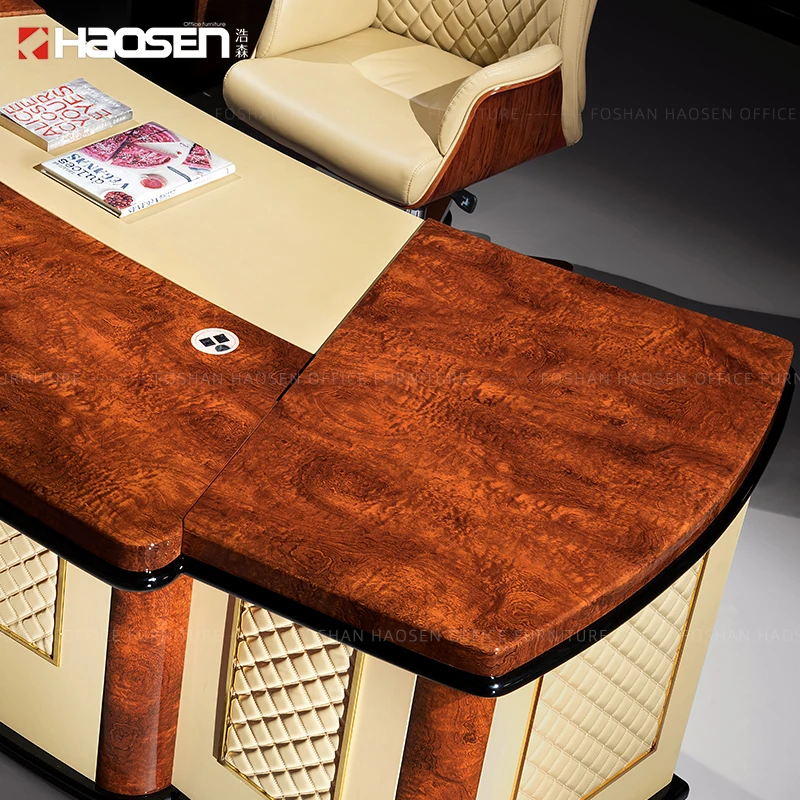 HAOSEN 68028New BOSS Computer office Table CEO Leather Wooden Executive office furniture desk