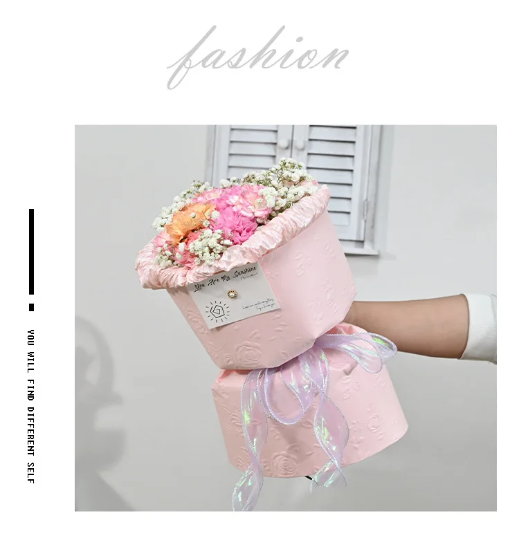 LONGSUN Floral gifts flowers bouquet wrapping paper three-dimensional art embossing paper, rose embossing paper