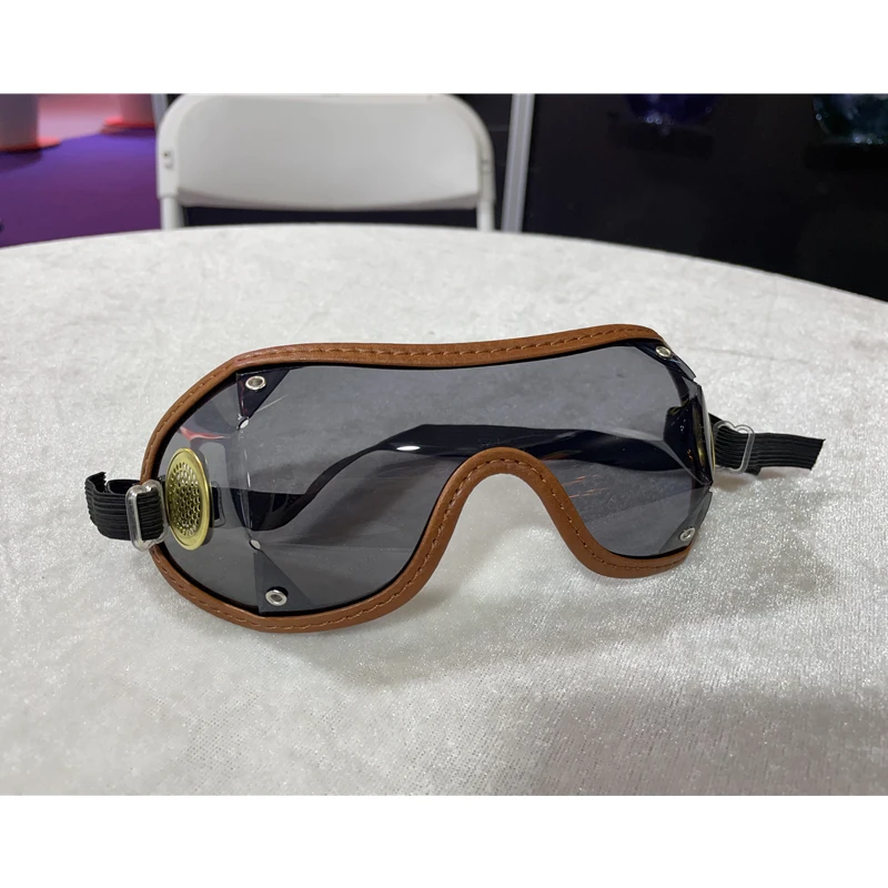 Handmade Comfortable Motorcycle helmet racing goggles with adjustable strap horse riding glasses for training