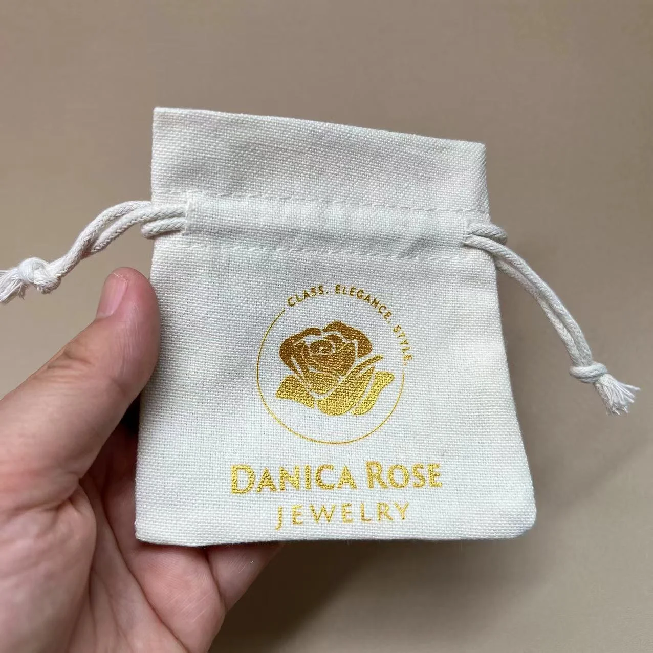 Wholesale Promotional Calico Organic Small Custom Printed Gift Canvas Muslin Pouch Drawstring Cotton Bag Dust Bag for Jewelry
