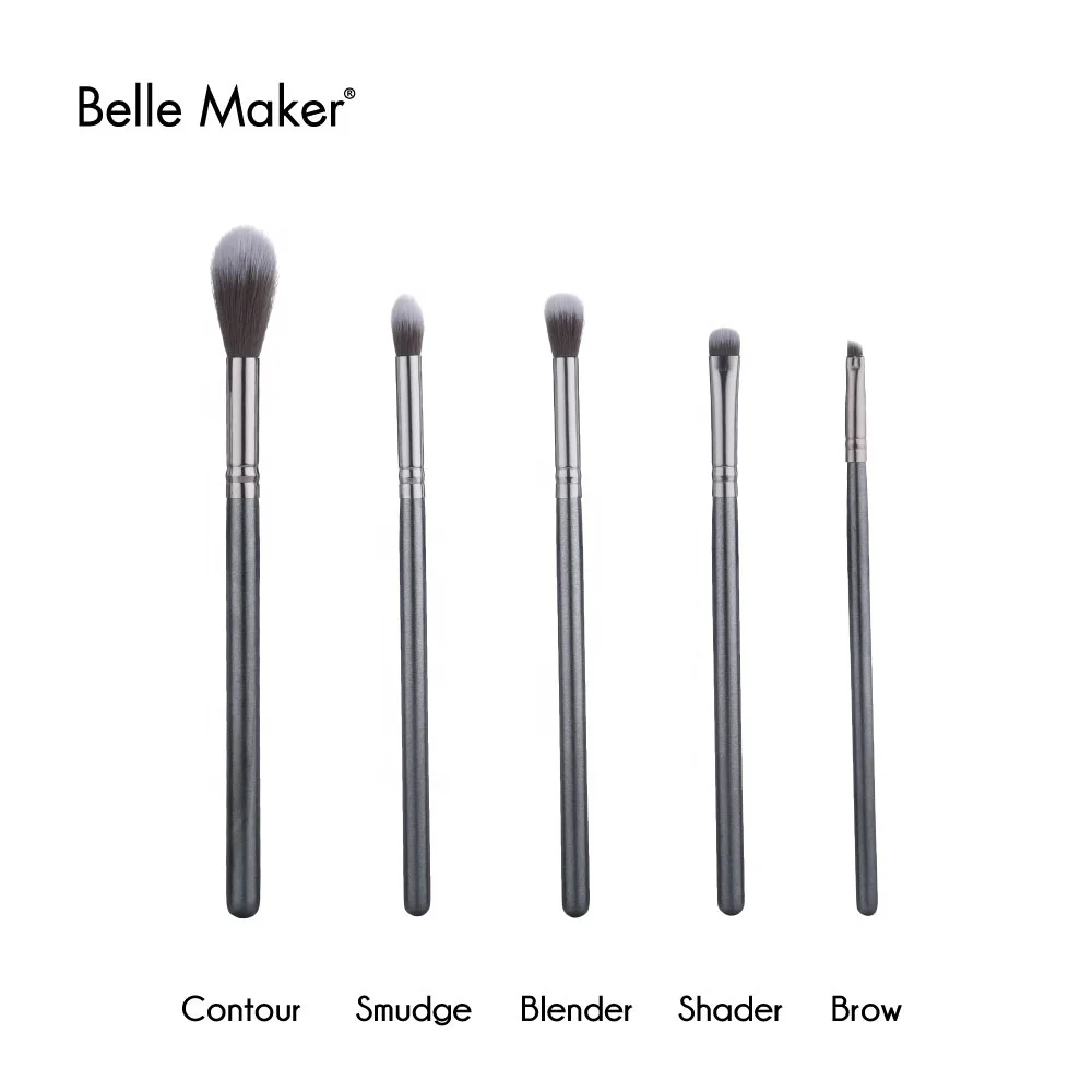 
BelleMaker Glitter Grey Makeup 5pcs beautiful eye makeup Brushes Fashion Professional powder blush foundation eyeshadow brushes 