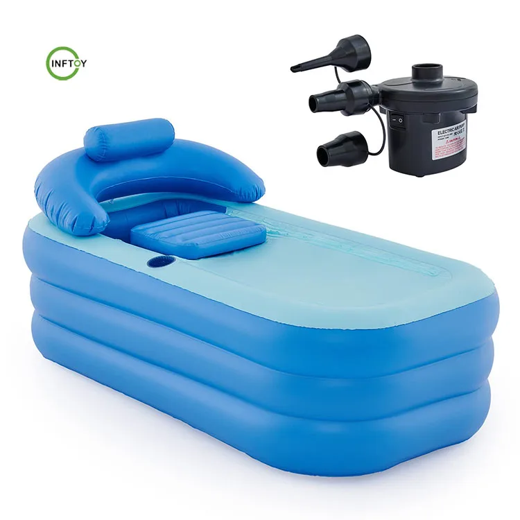 Adult Hot Bath Tub With Pillow Free-Standing Blow Up Bathtub with Spa with Electric Air Pump PVC Inflatable Adult Bath Tub